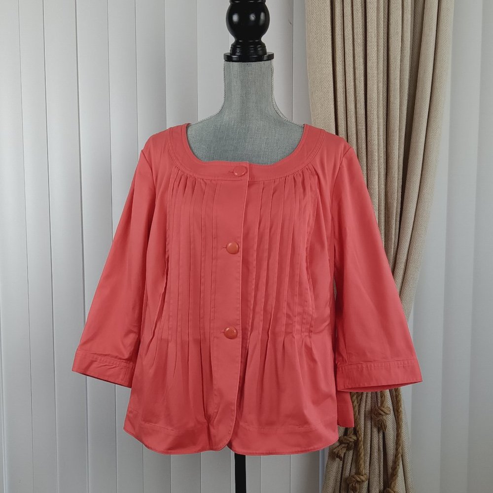 Talbots Coral Pink Pleated Button Front Women's Jacket